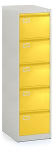 Dosar metalic A4 - 5 sertare, 45,5 x 62 x 162,5 cm, incuietoare cilindrica, galben - ral 1023