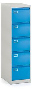 Dosar metalic A4 - 5 sertare, 45,5 x 62 x 162,5 cm, incuietoare cilindrica, albastru - ral 5012