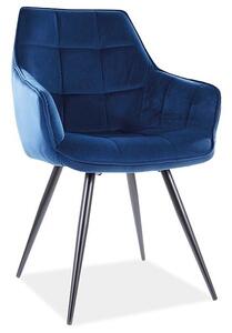 Scaun de bucaterie Lilia Velvet, albastru/negru