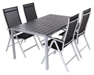 Set de gradina Alvero, dreptunghi - 4 locuri, negru/gri