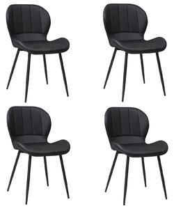 Set 4 Scaune Piele Ecologică Topaz Negru