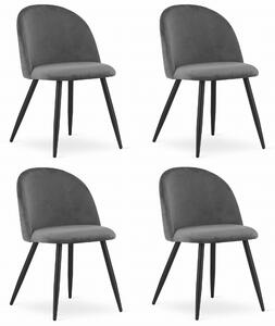 Set Scaune 4 Bucatarie/Dining Capri Catifea Gri Inchis
