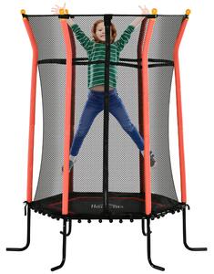HOMCOM Trambulină Elastică pentru Copii 3-10 Ani cu Intrare cu Fermoar și Țevi Căptușite, Ø163,5x190 cm, Roșu | Aosom Romania