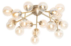 Plafoniera Art Deco bronz cu sticlă chihlimbar 20 lumini - Bianca