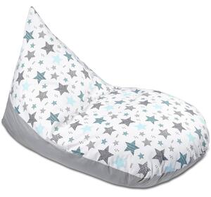 Fotoliu copii Bean Bag Lounger All Mint Stars, husa bumbac detasabila