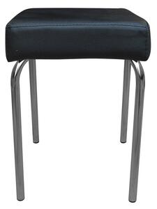 Scaun dining de tip taburet Tutti Chrome, piele ecologica, negru