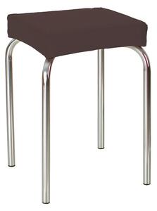 Scaun dining de tip taburet Tutti Chrome, piele ecologica, wenge