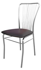 Scaun dining Neron, cadru cromat, piele ecologica, wenge