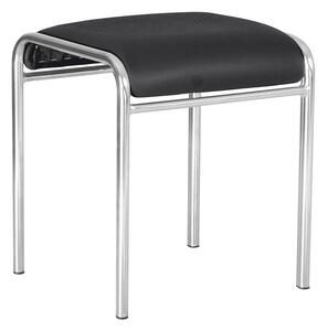 Scaun dining de tip taburet Caddy Chrome, piele ecologica, negru