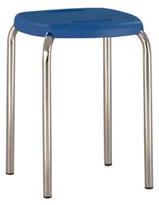 Scaun dining de tip taburet Boom Chrome, PVC, albastru