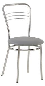 Scaun dining Argento, cadru cromat, piele ecologica, gri