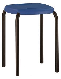 Scaun dining de tip taburet Boom Black, PVC, albastru