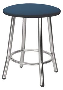 Scaun dining de tip taburet Teddy Chrome, piele ecologica, albastru