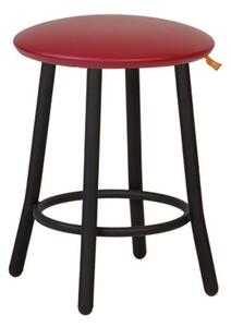Scaun dining de tip taburet Teddy Black, piele ecologica, carmin