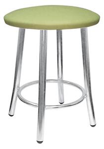 Scaun dining de tip taburet Teddy Chrome, piele ecologica, verde olive
