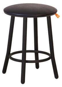 Scaun dining de tip taburet Teddy Black, piele ecologica, negru