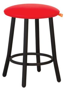 Scaun dining de tip taburet Teddy Black, piele ecologica, rosu