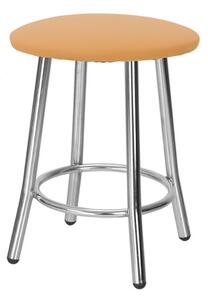 Scaun dining de tip taburet Teddy Chrome, piele ecologica, ocru