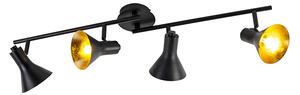 Spotlight modern negru cu auriu 4 lumini - Magno