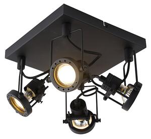 Spotlight industrial negru cu 4 lumini - Suplux