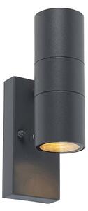 Lampă de perete exterioară gri închis cu 2 lumini cu senzor crepuscular - Duo