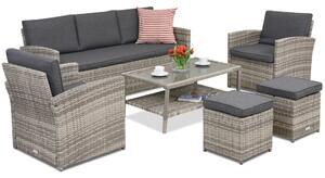 Mobilier de grădină Monaco Coffee 5 + 2 puf Garden Point gri deschis