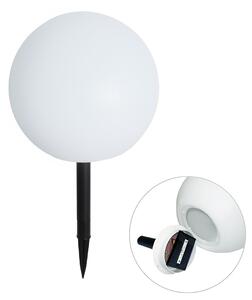 Lampă de exterior albă 30 cm cu LED integrat IP44 solar RGBW - Ludger