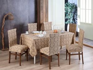 Set 6 huse elastice pentru scaune, model Jacquard, Bej