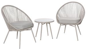 Outsunny set 3 piese, 1 masa si 2 scaune pentru exterior, crem | Aosom Romania