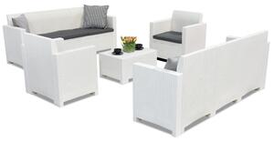 Mobilier de grădină din technorattan Nebraska Coffee 8 alb Bica