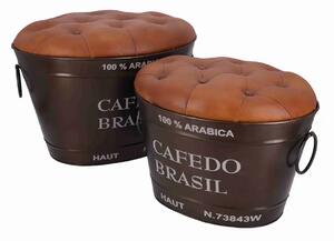 Set 2 taburete vintage tip butoi, depozitare ascunsa, design industrial – Cafedo Brasil