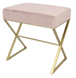 Bancuta eleganta din catifea cu baza metalica aurie, design modern 51x35x53 cm - ROZ - baza metalica aurie - 51x35x53 cm