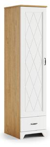 Mazzoni Dulap PROVENZA SZD1SZ1 Stejar Piatră/Alb Mat - DULAP VERTICAL CU 1 UȘĂ CU SERTAR RETRO