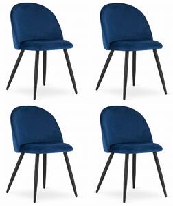 Set Scaune 4 Bucatarie/Dining Capri Catifea Albastre