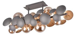 Plafonieră gri-auriu cu abajur din sticlă 76x22 cm Bubble – Trio Select