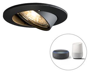 Spotlight inteligent încastrat negru inclinabil cu Wi-Fi GU10 - Edu