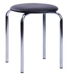 Scaun dining de tip taburet Sofi Chrome, piele ecologica, negru