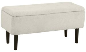 HOMCOM Scaun Modern cu Spațiu de Depozitare și Picioare din Lemn, Scaun Tapițat pentru Living sau Dormitor, 95x38x45 cm, Bej | Aosom Romania