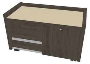 Comodă mobilă Verno 100 x 50 cm cu sticlă, dreapta, stejar antracit / vanilie