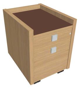 Comodă mobilă Verno 47 x 60 cm cu sticlă, 2 sertare, stejar deschis / maro