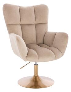 HR650N Latte Catifea Scaun cu Bază Aurie