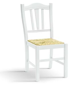 Scaun Hard , lemn de fag ,sezut paie , L 46cm/l 50cm /H 95cm - ALB