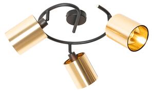 Plafoniera moderna neagra si aurie cu 3 lumini - Lofty