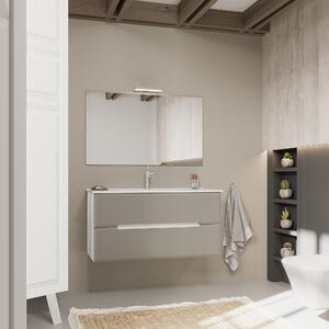 Mobilier De Baie, 100 Cm, Sertare Gri Mat, Laturi Stejar Alb | Magnolia