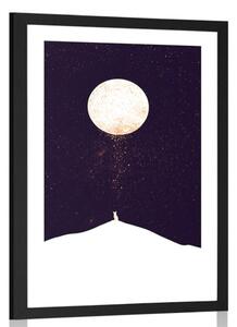 Poster cu passepartout animalul sub luna plină