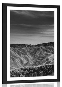 Poster cu passepartout parcul Național Death Valley în design alb-negru