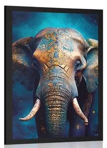Poster elefant albastru-auriu