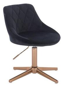 HR1054CCROSS Scaun Negru Catifea cu Bază Aurie