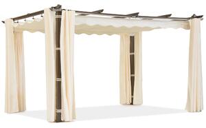 Barbados pergola terasă 3x4 m cu perdele Garden Point woodlike-beige