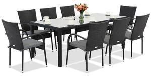 Milan technorattan mobilier de grădină pentru 8 persoane cu masă mare Garden Point negru